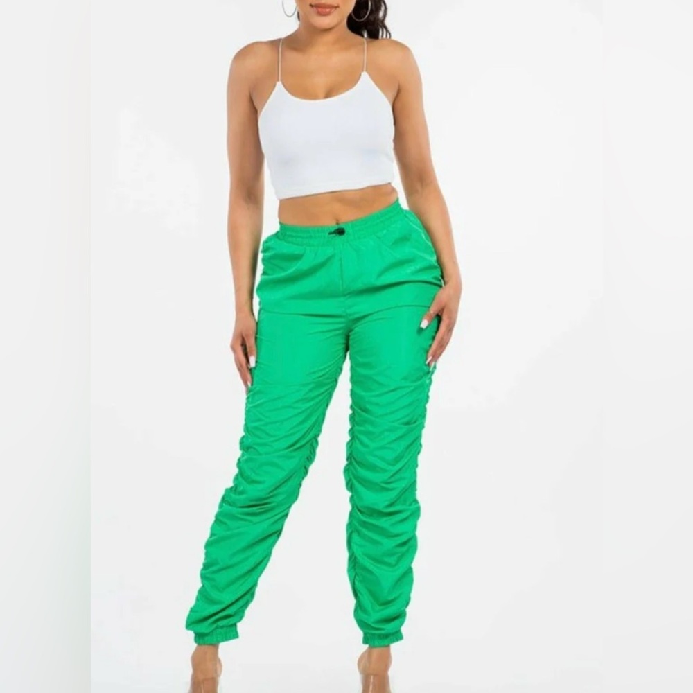 Boutique Ruched wind breaker joggers